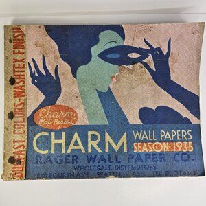 1935 Charm Wall Paper Sample Book Wallpaper Salesman Oversized Large Seattle USA